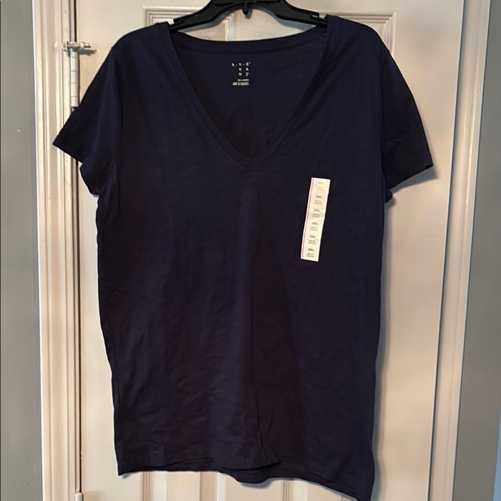 Target A New Day Women's V-Neck Xavier Dark Navy Blue Top NWT